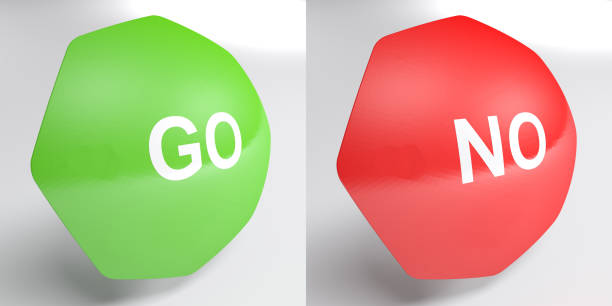 istock GO and No icons isolated on white background - 3D rendering illustration 1329010081