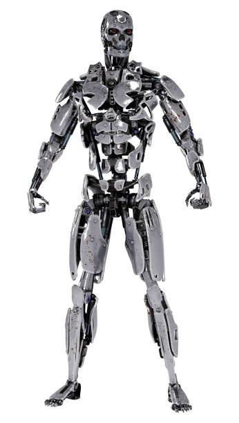 istock 3D illustration male robot on white 1329036396