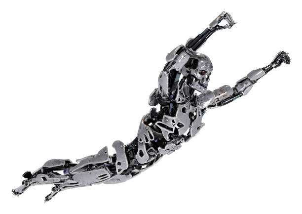 istock 3D illustration male robot on white 1329036410