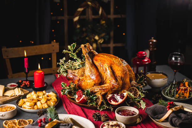 istock Still life image of a Christmas turkey dinner 1329036790