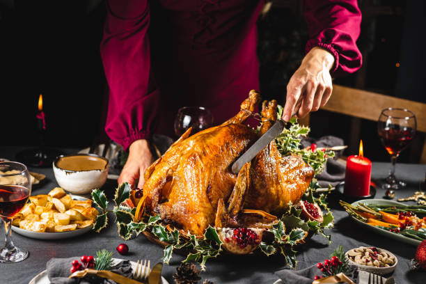 istock Carving turkey for family's Christmas dinner 1329036988