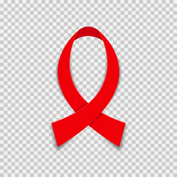 illustrazioni stock, clip art, cartoni animati e icone di tendenza di nastro rosso realistico. simbolo di consapevolezza dell'aids. vettore - aids awareness ribbon ribbon bow cut out