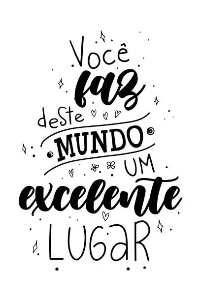 Vector illustration of A motivational quote in Portuguese