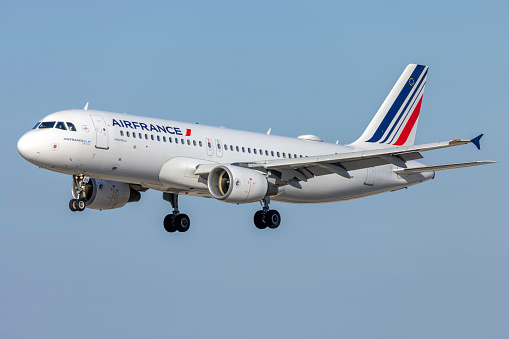 Luqa, Malta - July 5, 2021: Air France Airbus A320-214 (Reg.: F-GKXH) making the inaugural flight for the season to Malta.