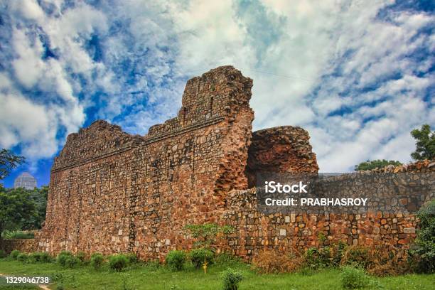 Ruins Of Siri Fort Stock Photo - Download Image Now - Siri Fort Sports Complex, Aerial View, Agricultural Field
