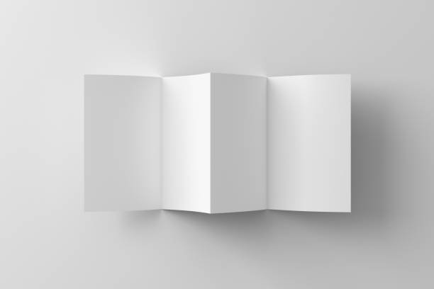 istock Vertical page zigzag or accordion fold brochure. Four panels, eight pages blank leaflet. Mock up on white background for presentation design. Front side. 1329047660