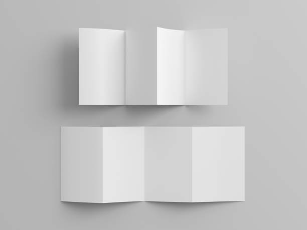 istock Vertical page zigzag or accordion fold brochure. Four panels, eight pages blank leaflet. Mock up on white background for presentation design. Front and back side. 1329047903