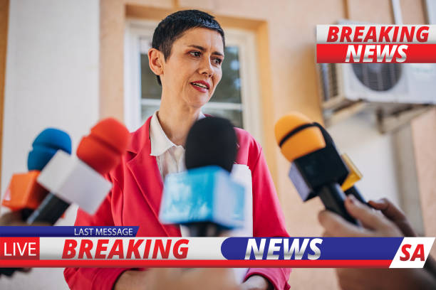 istock Politician speaking for breaking news 1329051475