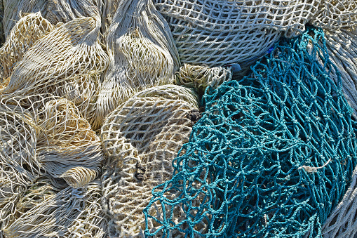 Blue and white fishing nets.