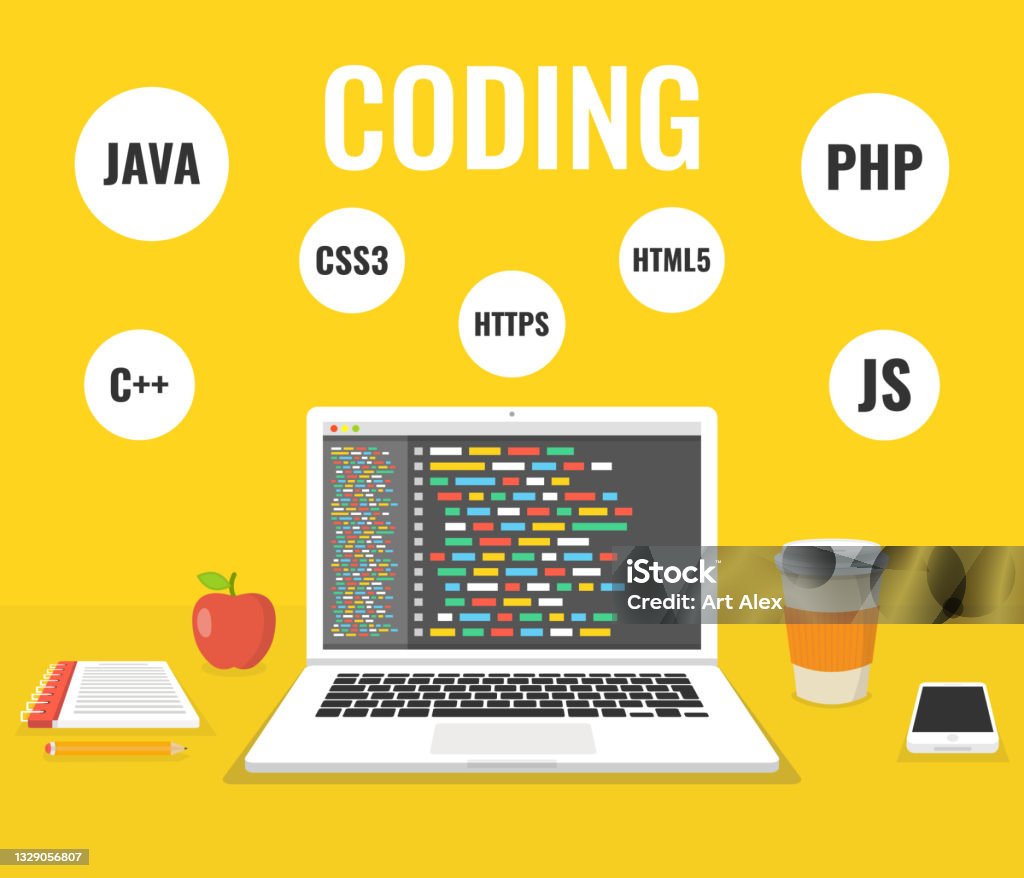 Programming Web Development Concept Code On The Screen Laptop Work ...