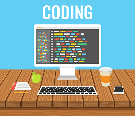 Programming Web Development Concept Code On The Screen Computer Work ...