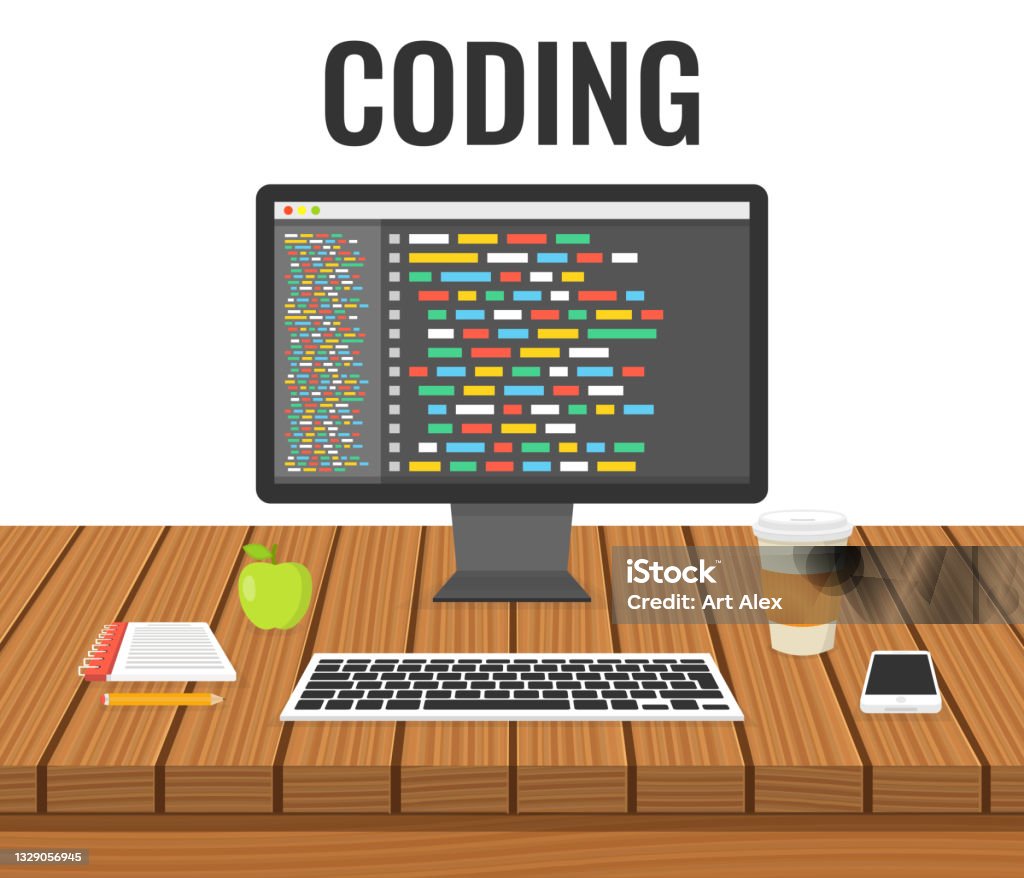 Programming Web Development Concept Code On The Screen Computer Work ...