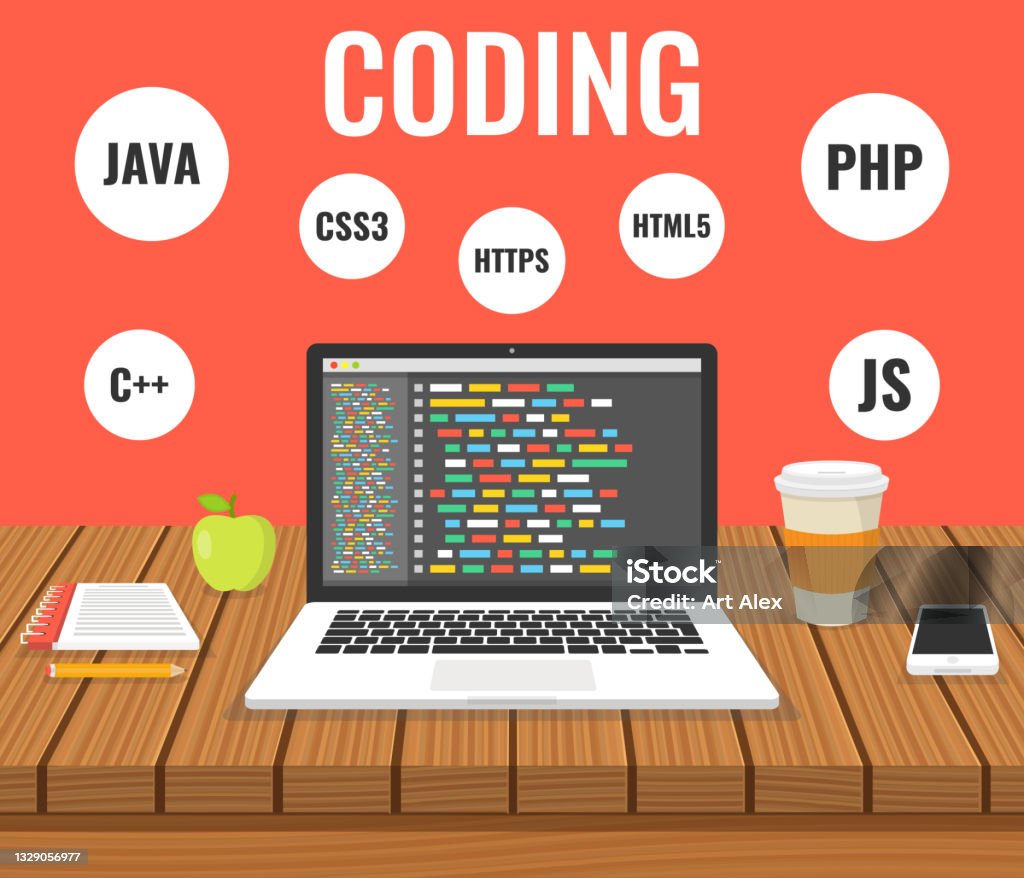 Programming Web Development Concept Code On The Screen Laptop Work ...