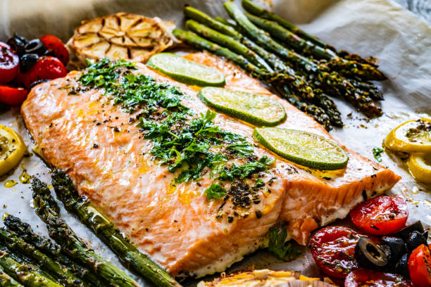 istock One sheet pan salmon and veggies 1329058892