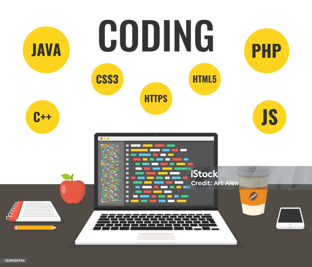 Programming Web Development Concept Code On The Screen Laptop Work ...