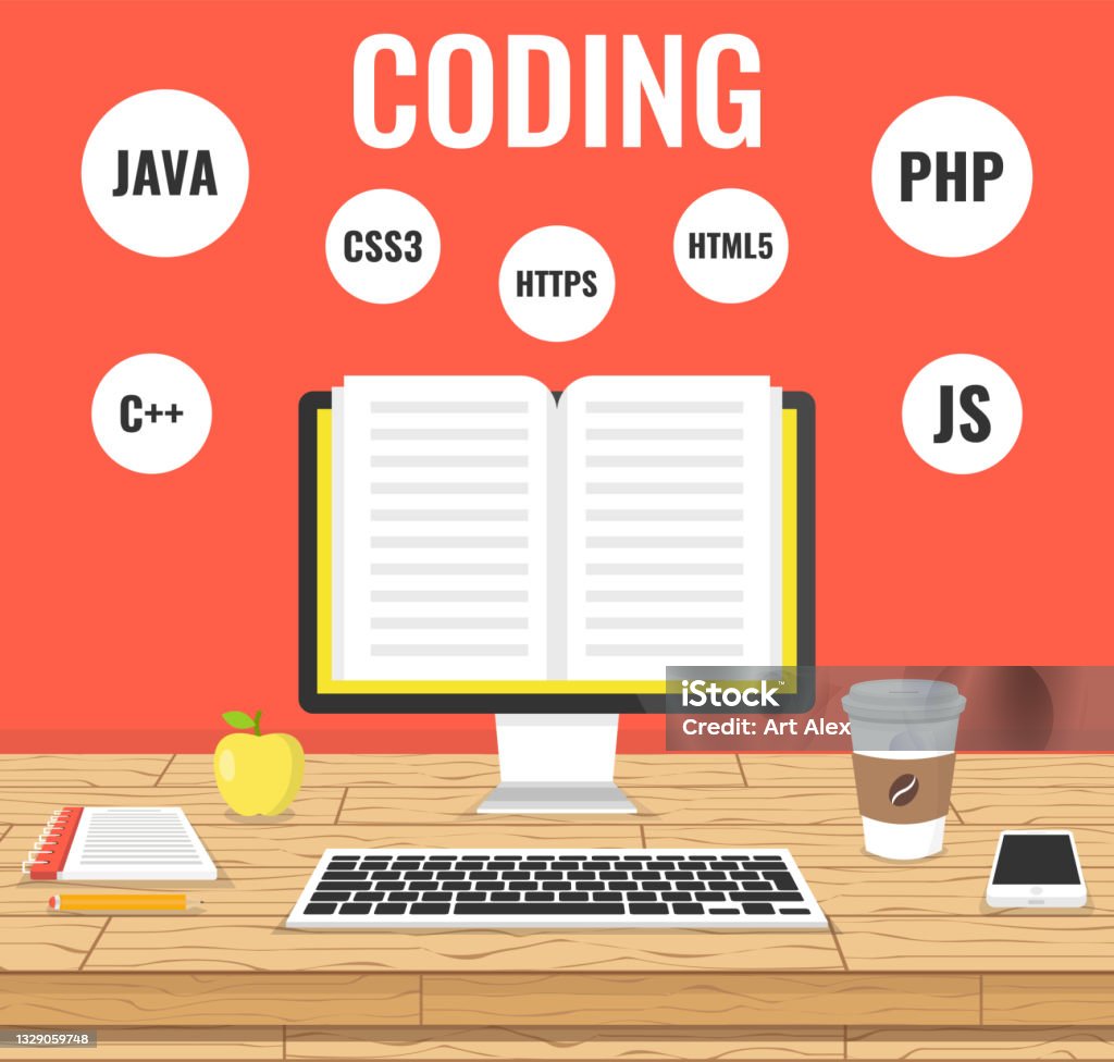 Programming Web Development Concept Code On The Screen Computer Work ...