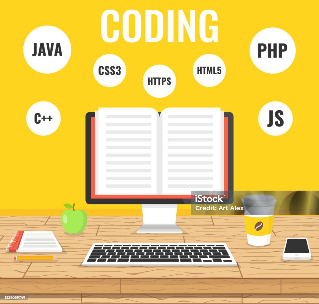 Programming Web Development Concept Code On The Screen Computer Work ...