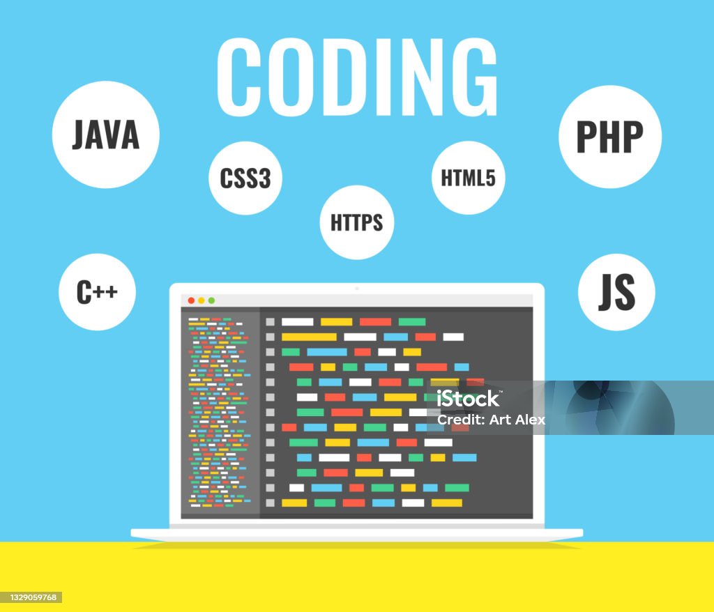 Programming Web Development Concept Code On The Screen Laptop Work ...