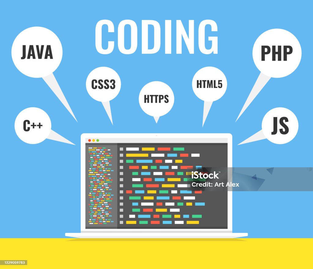 Programming Web Development Concept Code On The Screen Laptop Work ...
