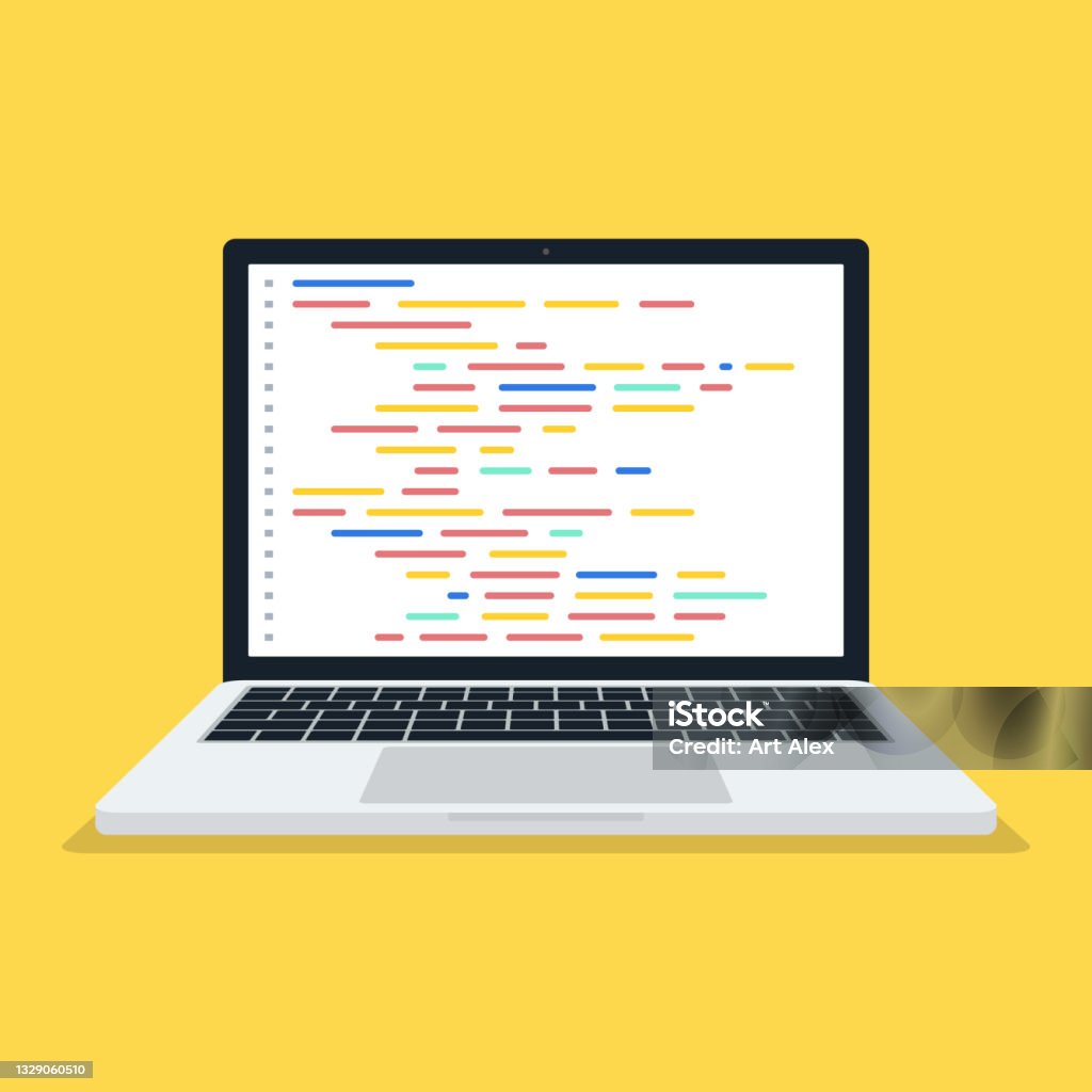 Programming Web Development Concept Code On The Screen Laptop Vector ...
