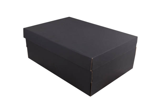 istock Black shoe box isolated on white background 1329065330