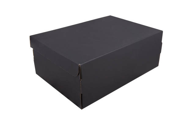 istock Black shoe box isolated on white background 1329065351