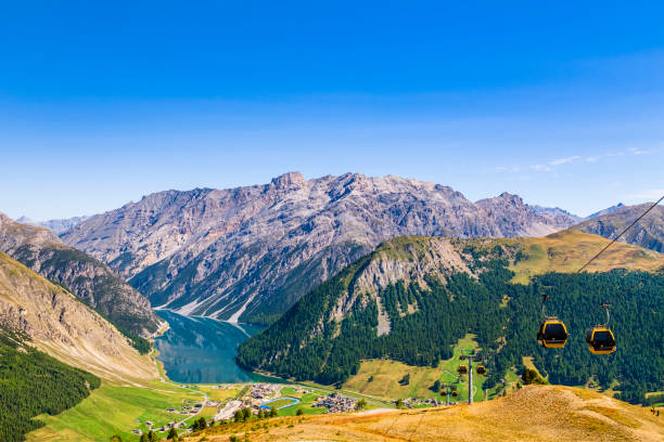 View of Livigno, a very famous tourist resort in the Italian Alps.