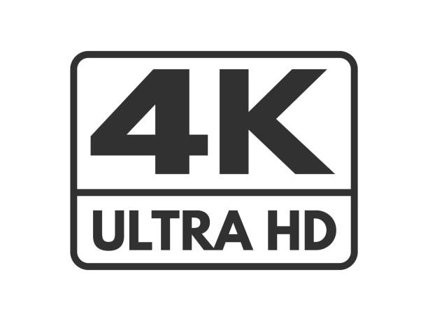 illustrations, cliparts, dessins animés et icônes de 4k ultra. icône d’étiquette hd sur fond blanc. symbole uhd noir et blanc. marque haute définition. icône vidéo de résolution 2160p isolée. illustration vectorielle - résolution 4k