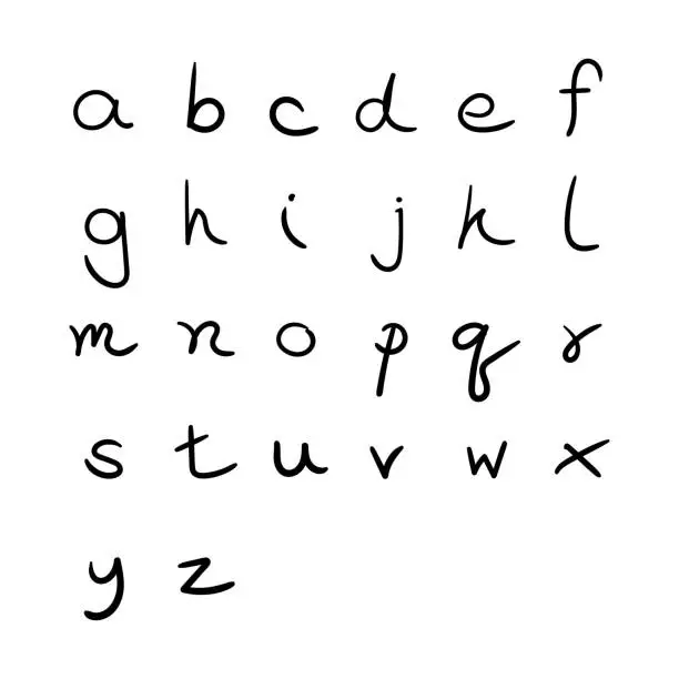 Vector illustration of alphabet letters font set. writing by hand