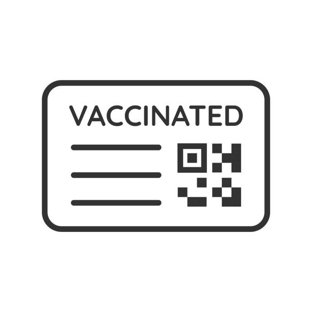 istock Covid-19 Vaccination Certificate Icon Illustration with Barcode. Card as proof that you have been vaccinated against the corona virus 1329072519