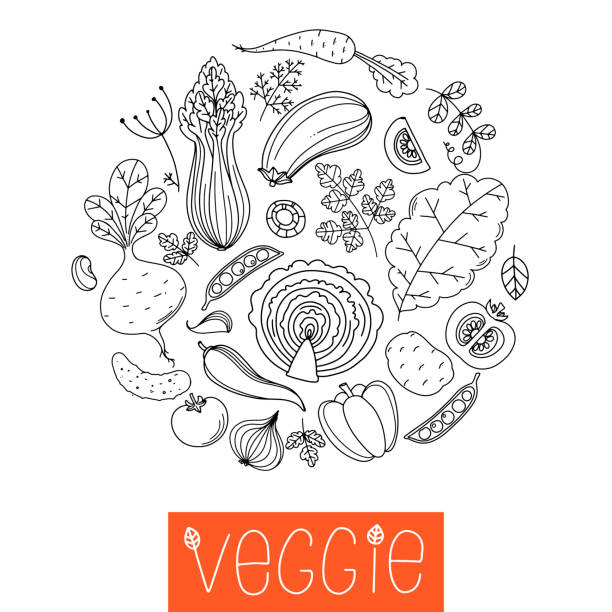 istock Eco vegetables collection. Hand drawn vector illustration. Minimalist design. Scandinavian style illustration. Healthy organic food. 1329072655