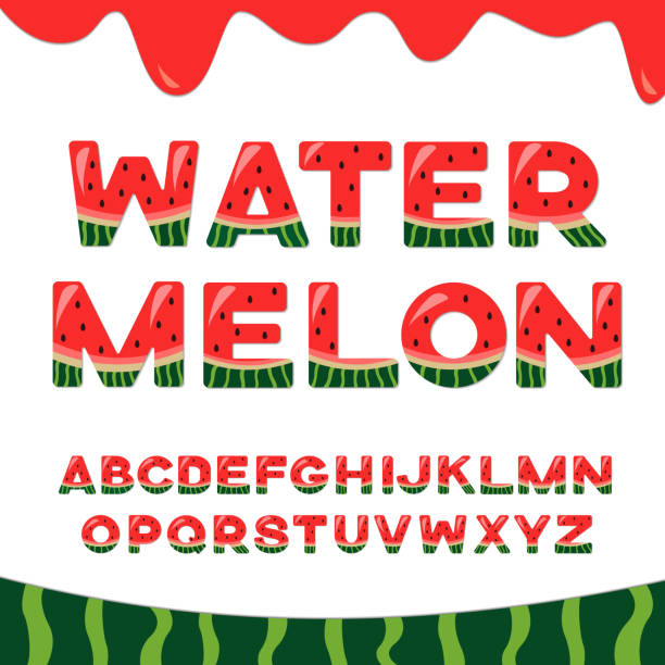 ilustrações de stock, clip art, desenhos animados e ícones de watermelon alphabet. - watermelon