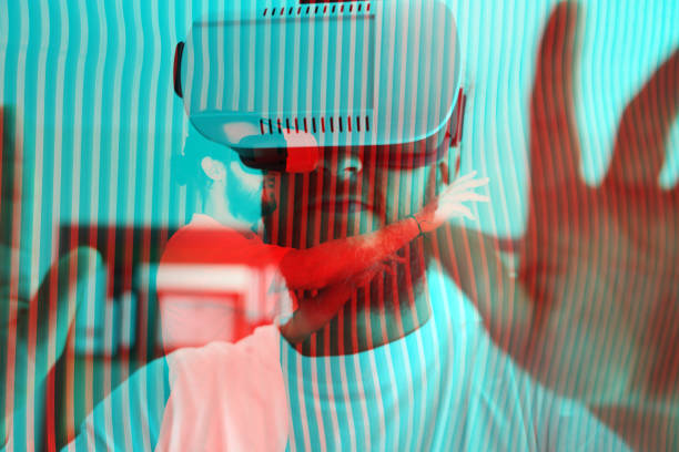 istock Man Wearing virtual reality glasses in Office 1329073986