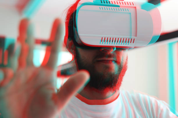 istock Man Wearing virtual reality glasses in Office 1329074847