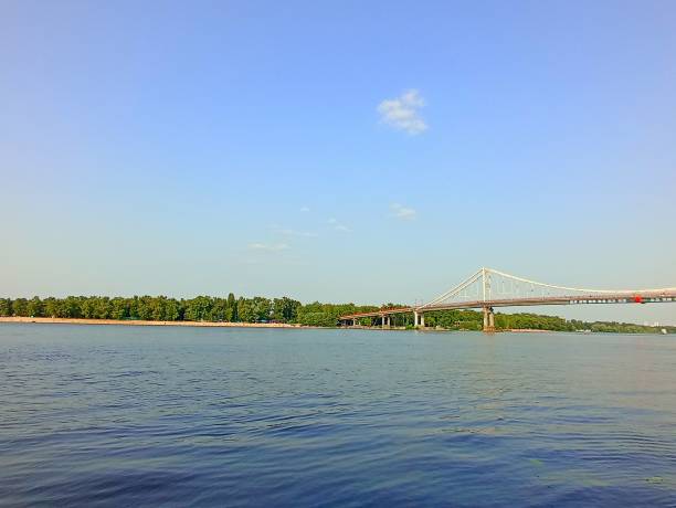 istock Pedestrian bridge over the Dnieper, Kontraktova Square 1329075996