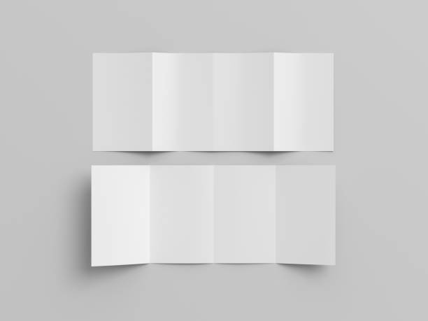 istock Vertical double gate fold brochure. Four panels, eight pages blank leaflet. Mock up on white background for presentation design. Front and back side. 1329076161