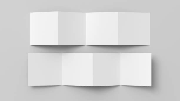 istock Square  zigzag or accordion fold brochure. Four panels, eight pages blank leaflet. Mock up on white background for presentation design. Front and back side. 1329076909