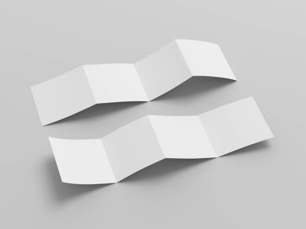 istock Square  zigzag or accordion fold brochure. Four panels, eight pages blank leaflet. Mock up on white background for presentation design. Front and back side. 1329076914