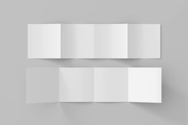 istock Square  double gate fold brochure. Four panels, eight pages blank leaflet. Mock up on CCC background for presentation design. Front and back side. 1329076995