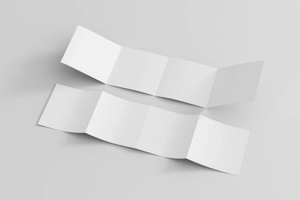 istock Square  double gate fold brochure. Four panels, eight pages blank leaflet. Mock up on white background for presentation design. Front and back side. 1329077022