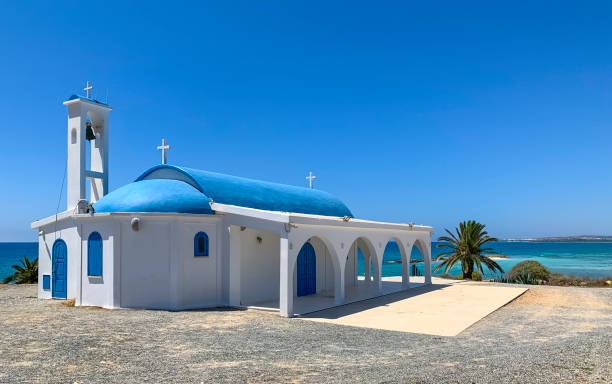 Greek style chapel on the Mediterranean coast