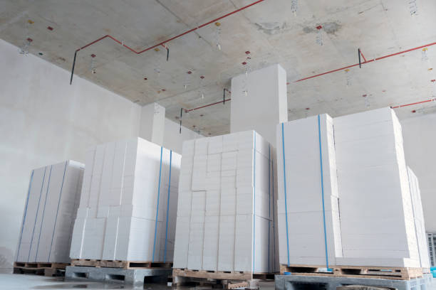 istock Group of Lightweight Concrete in construction site.wide angle shot. 1329083587