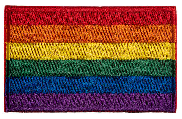무지개 패치 플래그. - symbols of peace flag gay pride flag banner 뉴스 사진 이미지