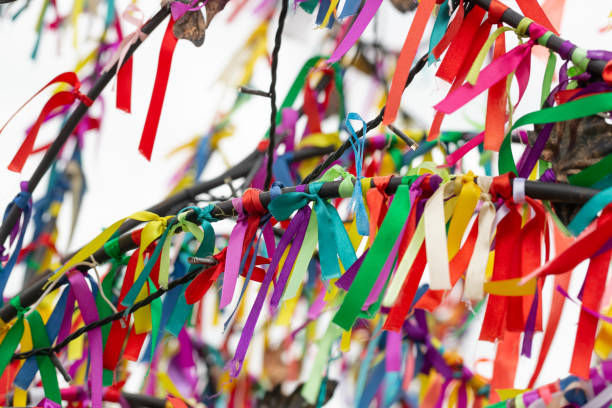 istock Wish Tree branches with colorful ribbons 1329093669