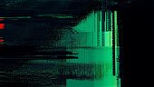 Green Red HUD Cyber Glitch Banner Background with Crypto Currency and NFT Encoding Concept
