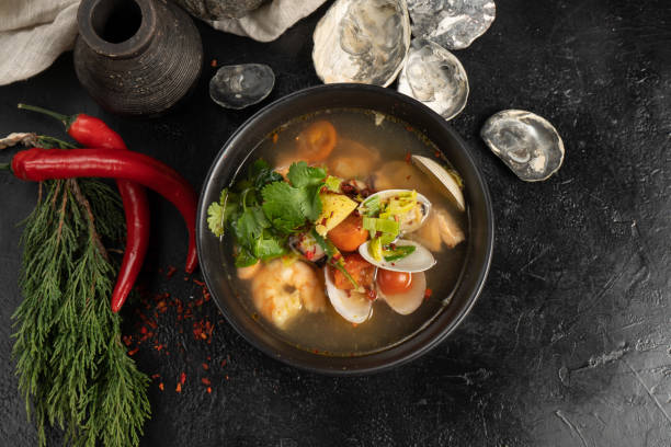 istock Soup with seafood and shrimp 1329093962