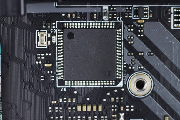 istock Tech science background. Part of modern computer circuit board computer motherboard . Macro shot of Electronic Circuit Board representing modern technology 1329096267
