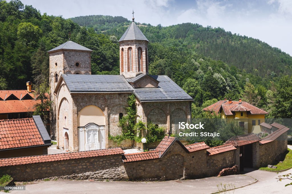 Medieval Raca Monastery. Serbian Orthodox monastery built in the 13th century. Bajina Basta, Serbia Abbey - Monastery Stock Photo