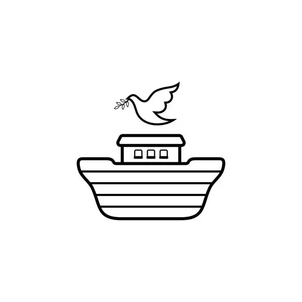 Vector illustration of The biblical ark. The Old Testament ship that God told Noah to build.