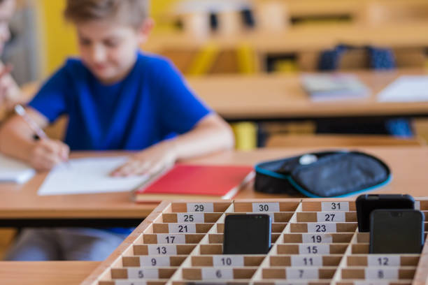 Catalogue with school children phones during school day